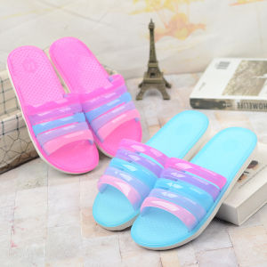Color Matching Plastic Jelly Slippers for Girls Summer Crystal Rainbow Non Slip Bathroom Outwear Soft Bottom Deodorant Slippers for Women