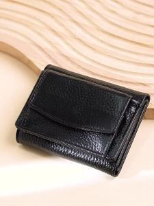 Baellerry Fashion Genuine Leather Womens Wallet Short Three-fold Coin Purse Multi-card Slot Holder Coin Pouch