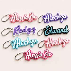 Custom 3D Printed Name Tag Keychain Cursive Unique Gift Bag Tag for Tumbler Bag Accessories