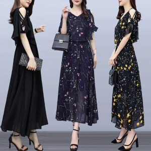 Plus Size Chiffon Dress Womens Summer Dress New Arrival Western Style Tummy Hiding Fat Hiding Slimming Youthful-Looking 100.00kg Chubby Girls Dress Fashion