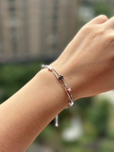Double Layer Star Bracelet Womens S925 Sterling Silver Luxury Elegant Stacking Birthday Gift for Girlfriend Fashion Jewelry