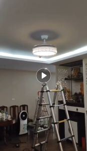 Quạt trần giấu cánh cánh cụp cánh xòe cap cấp có đèn trang trí tặng điều khiển từ xa động cơ DC tiết kiệm điện