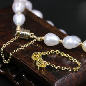 สร้อยคอไข่มุก DIY ทำมือ หัวเข็มขัดแม่เหล็ก หัวเข็มขัดแม่เหล็กดูดซับ หัวเข็มขัดดีไซน์สองชั้น เครื่องประดับแฟชั่นใหม่