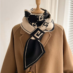 XUANXUAN | Warm Knitted Small Scarf Womens Winter Neck Protection Cute Versatile Korean Style Polyester Fiber Double-Sided For All Ages
