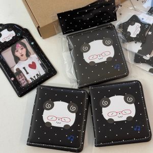 Cute Panda Polka Dot Wallet Multi-Card Slot Simple Document Wallet Japanese Style Youth Magnetic Buckle Short Wallet Square Shape