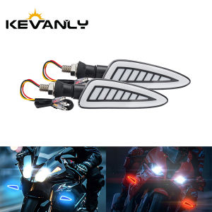 KEVANLY | 2PCS Leaf Universal LED Motorcycle Turn Signal Light 12V DRL Waterproof Dual Color Indicator Blinker Rear Light Lamp Accessories