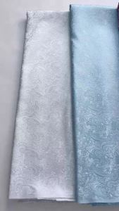 High Quality White Jacquard Brocade Lace Fabric Shiny Paisley Lace Material for African Traditional Wear & Formal Occasions