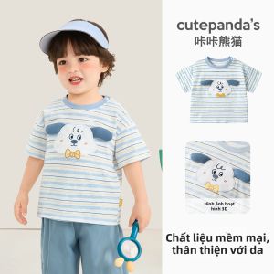 CUTEPANDAS | Áo Thun Tay Ngắn Tre Cotton Nhẹ Và Thoáng Khí