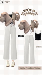 Oneset Remaja Healing Hangout Knecan ( Cardigan Rajut + Celana scuba + Tanktop + Kacamata ) AM245R