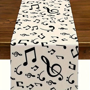 1-Piece Music Note Pattern Table Runner Table Atmosphere Accent Practical Table Runner
