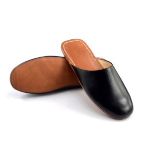 High-End Full-Top Layer Cowhide Leather Slippers Handmade Vintage Covered Head Office Floor Home Use Breathable Flat Heel