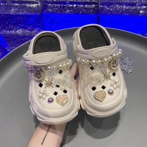 Princess Themed Childrens Sandals Summer Outdoor Shoes EVA Thick Heel Hole Hole Slippers for Girls Beach Shoes Anti-Slip