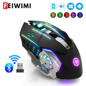 Rechargeable Wireless Mouse with 2.4GHz USB & Bluetooth RGB Backlit Ergonomic Silent Optical Mouse for Laptop PC Macbook Tablet