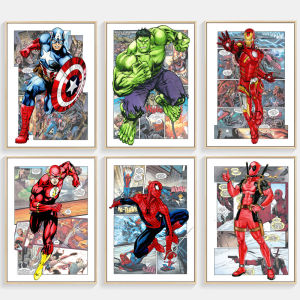 Marvel Superhero Decorative Painting Boys Bedroom Wall Art Batman Spiderman Iron Man Cartoon Anime Poster Hanging Picture