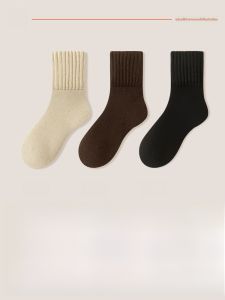 JINGCHI | ถุงเท้ายาวถุงหนาสำหรับผู้หญิงในฤดูใบไม้ร่วงและฤดูหนาว ถุงเท้าผ้าขนสัตว์ขนแกะ ถุงเท้าผ้าขนสัตว์หนา ถุงเท้ายาวสำหรับคลอดบุตร