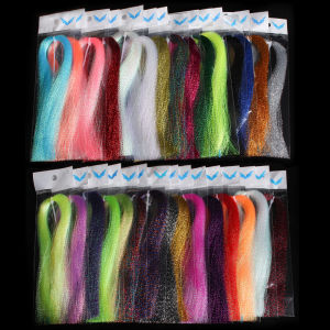2Packs Twisted Flashabou Holographic Tinsel Fly Fishing Tying Crystal Flash for Baitfish Streamer Jig Hook Lure Making Material