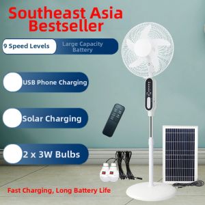 MLZH | Solar Rechargeable Remote Control Floor Fan 16 Inch