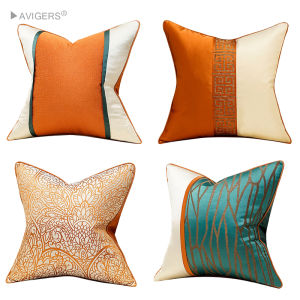 Living Room Sofa Cushion Pillow Orange Accessible Luxury Classy Waist Pillow Bedside Cushion Bay Window Cushion Case without Core