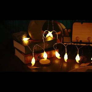 10/20/40LED Halloween Ghost String Lights Cute Playful Smiling Ghost Battery Powered Fairy Lights Spooky Room Party Decorations