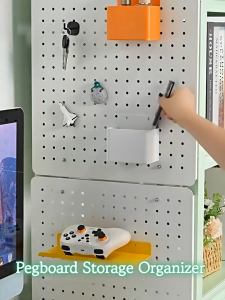 YOYO No-Drill Pegboard Wall Organizer | DIY Wall Mounted Storage Rack | Dorm Wall Decoration Entryway Clutter HangingBedroom Beauty Storage