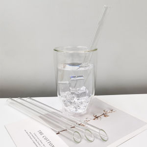 Talao Clear Glass Straw Resistant Transparent Glass Straw 20cm Length