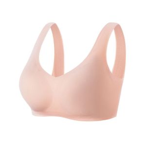 Natural Latex Prosthetic Breast Bra & Seamless Post-Mastectomy Underwear Fixed Full Cup Gathered U-Neck Design for Young Women