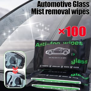 【Pphha】100Pcs Car Glass Anti-fog Wipes Oil Film Cleaner Windshield Window Stain Removal Defogging Wet Wipes Auto Care Cleaning Tool