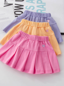 Váy Xếp Ly Cotton Cho Bé Gái Mùa Hè Mỏng Mềm Mại Có Quần an Toàn Váy Ngắn Xếp Ly Cao Cấp Phong Cách Hàn Quốc Màu Trơn