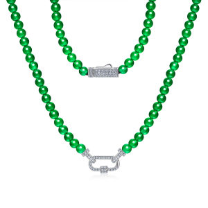 AILEQ | Celeb-Style Natural Chrysoprase Beaded Adjustable Necklace