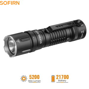 Sofirn | SOFIRN SC33 Tactical Flashlight 5200lm XHP70.3 HI LED Powerful Torch Tail Switch USB-C Recharge 21700 Powered Search Light