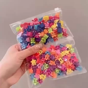 30Pcs/50Pcs Bag Mini Cute Kids Hairpins Cartoon Colorful Crown Flowers Girl Hairpin