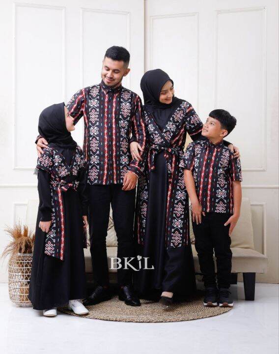 BATIK COUPLE KELUARGA MODERN TERBARU, SET COUPLE BATIK GAMIS | Lazada ...