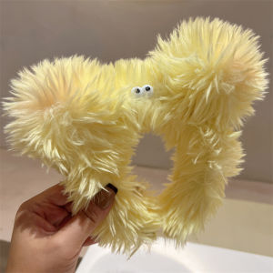 กำไลผมขนนุ่มสัตว์ประหลาดการ์ตูนสีชมพูและเขียวเหลืองสำหรับตกแต่งบ้าน กำไลผมขนยาวสุดเก๋สำหรับเด็ก กำไลผมสไตล์เกาหลี