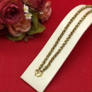 สร้อยคองานดิบทองเหลืองลายหวายกลมตัดลายหัวจรวด ความยาว 24 นิ้ว งานดิบไม่ได้ชุบ ทองเหลืองโบราณ ใส่ได้ทุกโอกาส พร้อมส่ง