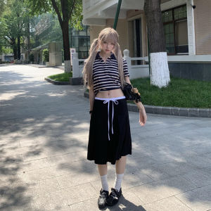 กระโปรงทรงเอผ่าหน้าด้านในสีตัดกันสำหรับผู้หญิง กระโปรงทรงเอยาวปานกลาง กระโปรงสั้นทรงเอแบบมีซิป