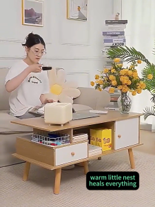 Coffee Tea Table Center Table Living Room Sofa Table 2 Layers Simplicity Desk With Storage Wood Tea Table Living Room TV Cabinet