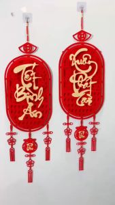 Khánh Nhung Dải Đỏ Treo Trang Trí Tết Năm Mới Lễ Hội Xuân Phát Tài - An Vui - Bình An - Chúc Mừng Năm Mới