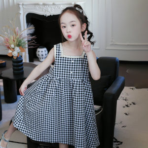 Fashionable Summer Dress for Girls with Strap Princess Style Kids Clothing Cotton Blend Fabric Casual Leisure Short Sleeve