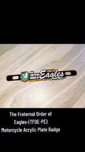EC BIKE DECALS The Fraternal Order of Eagles-TFOE-PE Motorycle PLate Badge 3mm Acrylic-Based and Laminated Print Design