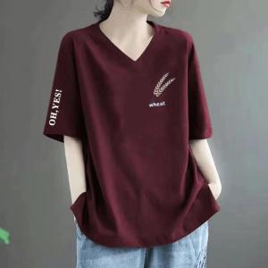 ฤดูร้อน ผู้หญิง หลวม เสื้อยืดแขนสั้น พลัสไซส์ ปิดพุง ทันสมัย หลากหลาย พิมพ์ พรางหุ่น เสื้อท่อนบน สไตล์การเดินทาง