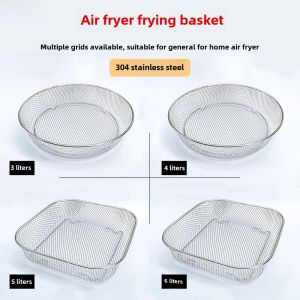 304 Stainless Steel Air Fryer Accessories Grill Pan Oil Drain Rack Dry Fruit Bake Net Barbecue Grid Special Oil Control Parts