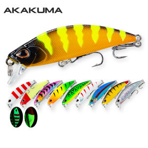 AKAKUMA | 10Pcs Luminous Slow Sinking Minnow Wobbler Lure 5g/5.5cm Lifelike Skin with 2 Treble Hook Artificial Hard Bait for bass Trout.