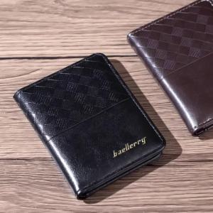 Baellerry | Ví Ngắn Nam Họa Tiết Kim Cương Da PU Có Họa Tiết Nhẹ Nhàng Với Cửa Sổ Ảnh Thẻ 4 Ngăn Đựng Thẻ Di Động Để Đi Du Lịch Công Tác Sử Dụng Ngoài Trời Quà Tặng Cho Cha Hoặc Bạn Trai