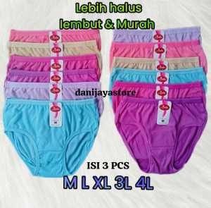 Promo 3 Pcs Celana Dalam Wanita Dewasa Polos Katun Halus Lembut