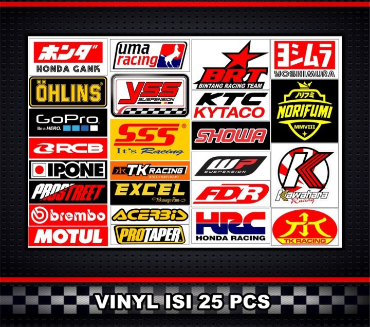 stiker racing, stiker pack 1 lembar isi 25 gambar, belum di potong ...