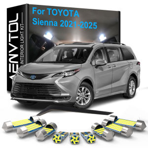17pcs ไฟ LED ภายใน Canbus สําหรับ Toyota Sienna 2021 2022 2023 2024 2025 โดมอ่านกระจก Trunk ประตูใบอนุญาตแผ่นโคมไฟ