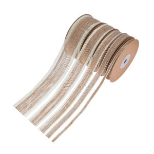 (10m/roll)Natural Jute Cord RopeWhite Edge Burlap RibbonWedding DecorDIY CraftChristmas Gift Packaging Material