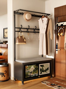 Meisda Home Entrance Hall Integrated Shoe Bench Coat Hook Retro Style Furniture Carbon Steel Material Easy Assembly for Bedroom