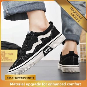 Trendy Black Canvas Sports Shoes for Men Summer Breathable Low Top Flat Heel Versatile Retro Japanese Style Casual Sneakers