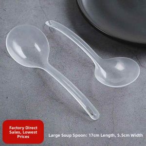 MEISITEKEKE | Disposable Large Plastic Soup Spoon For Food Packing Individually Wrapped Long Handle Food Grade
